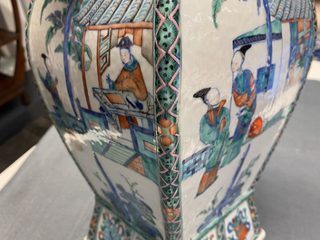 A Chinese doucai vase with elephant handles, Qianlong/Jiaqing